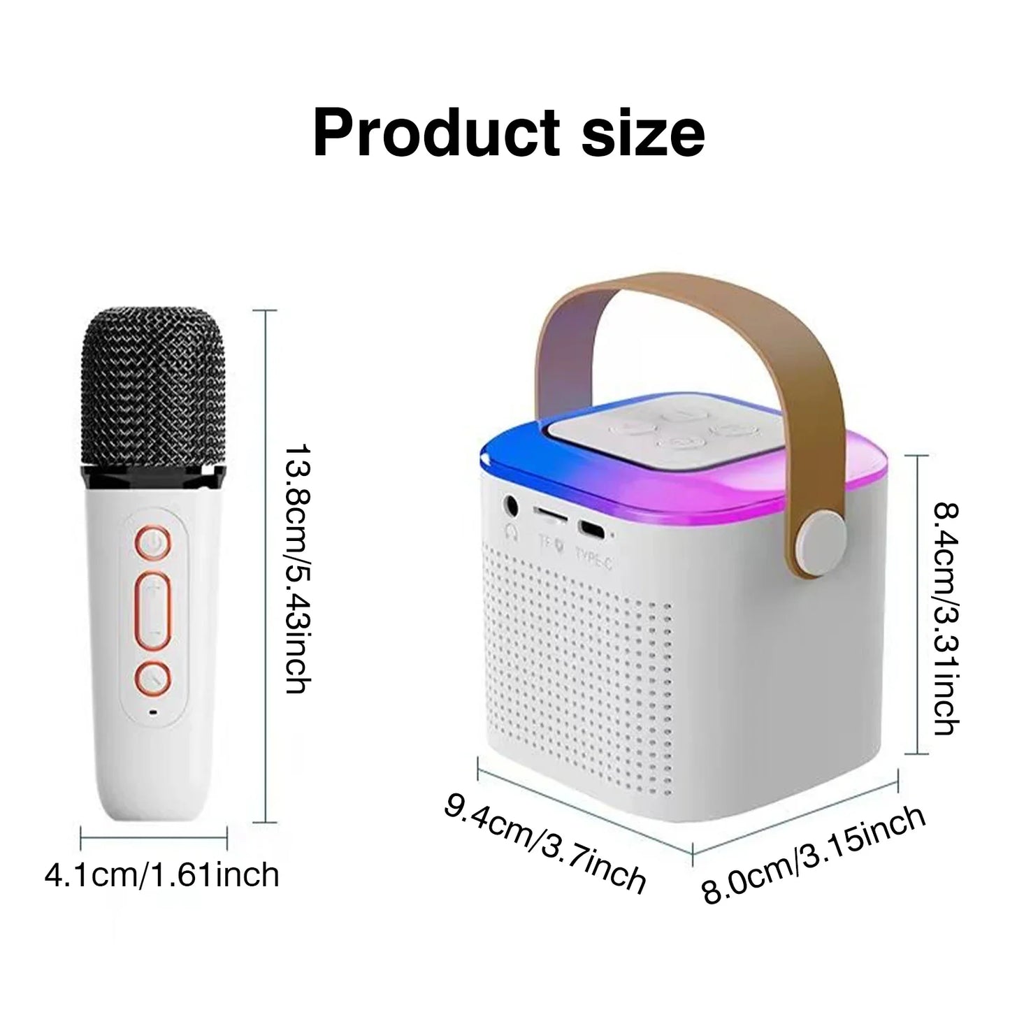 2 Microphones, Variable Pitch Bluetooth Karaoke Machine with PA Speaker System 2 Wireless Microphones Family Singing