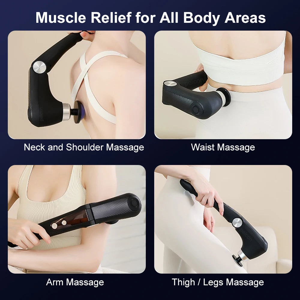 Fascia Massage Gun Shoulder Massage Machine Electric Muscle Massager Gun High Frequency Back Waist Neck Body Massage with Handle