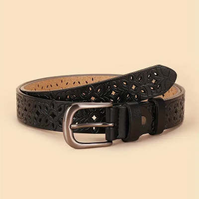 New Belt Hollow Pattern Belt Ladies Trend Waistband Genuine Woman Belt Vintage Pin Buckle Strap Jeans