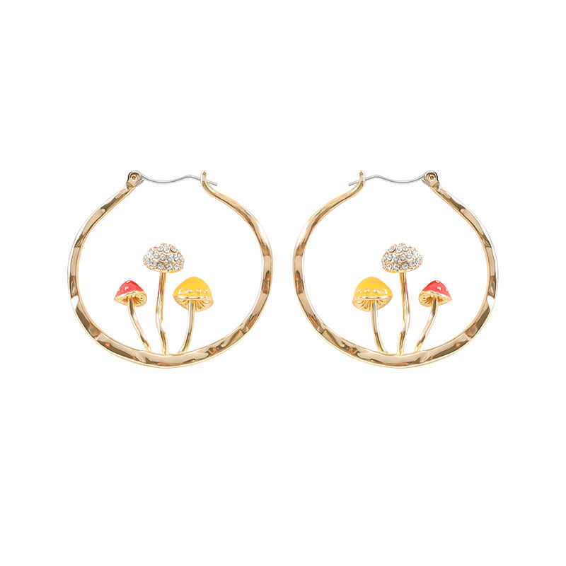 Boho Hoops Trendy Vintage Gold Mushroom Look