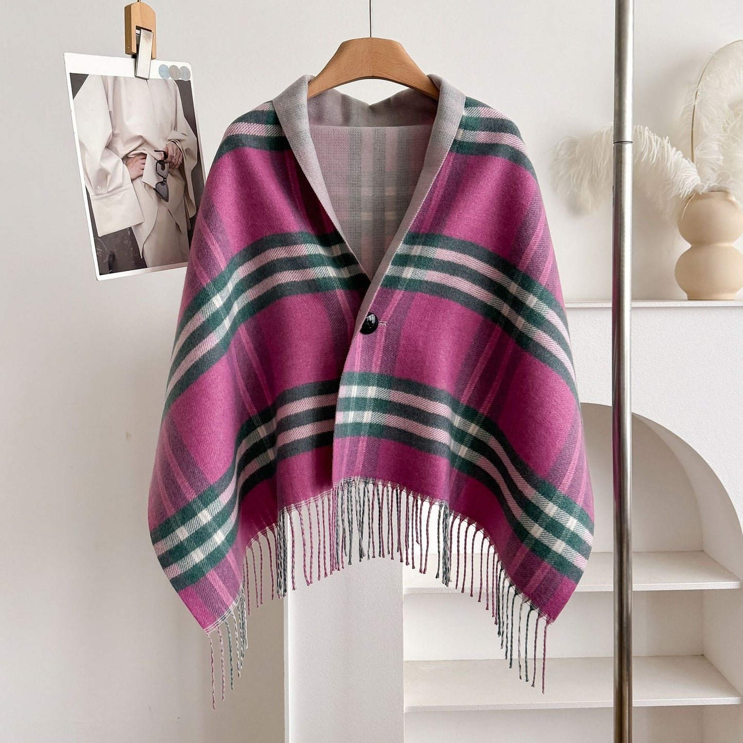 Tassel Wool Cloak Double-sided Shawl Multi-functional Warm Scarf