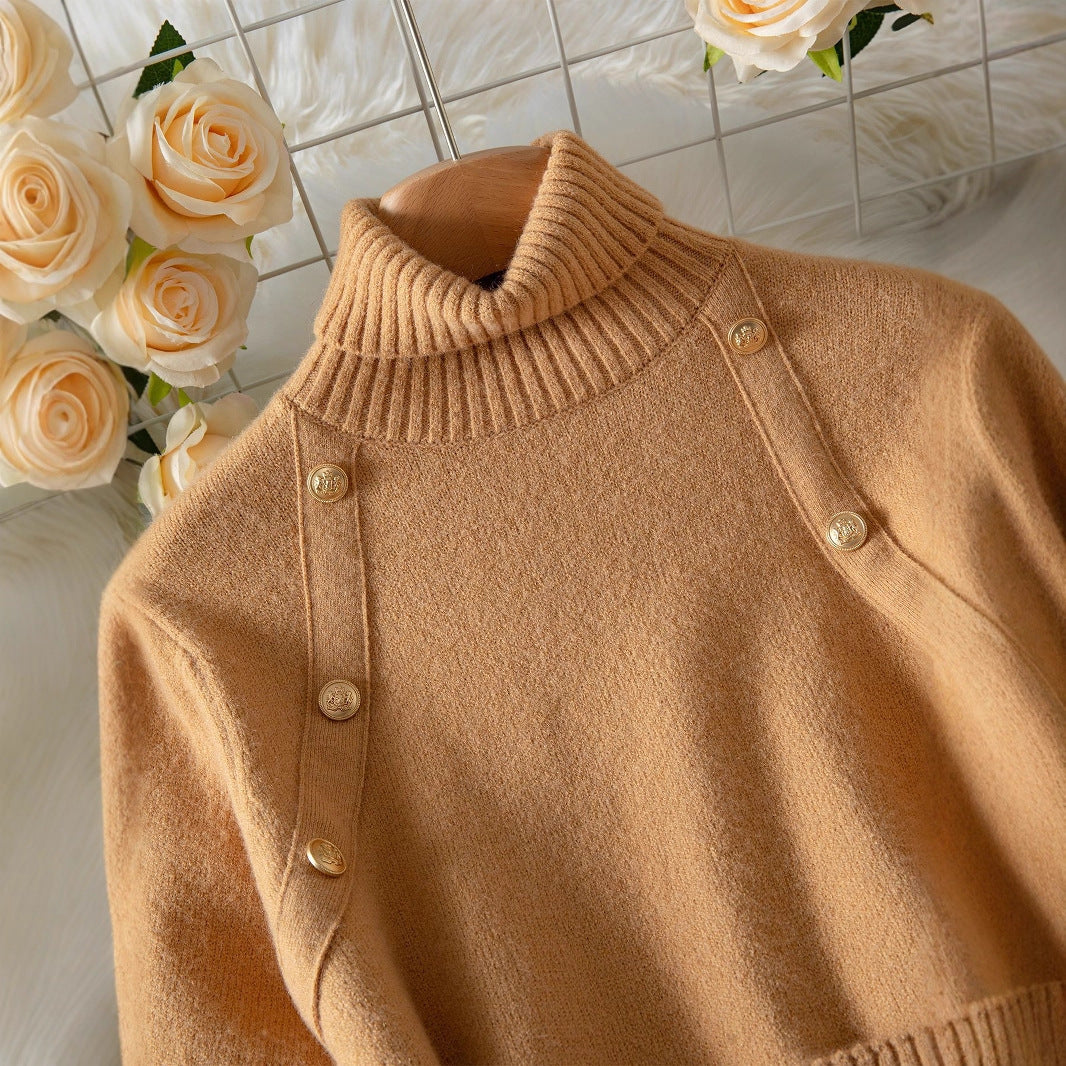 Elegant Lace Stitching Belt Knitted Top