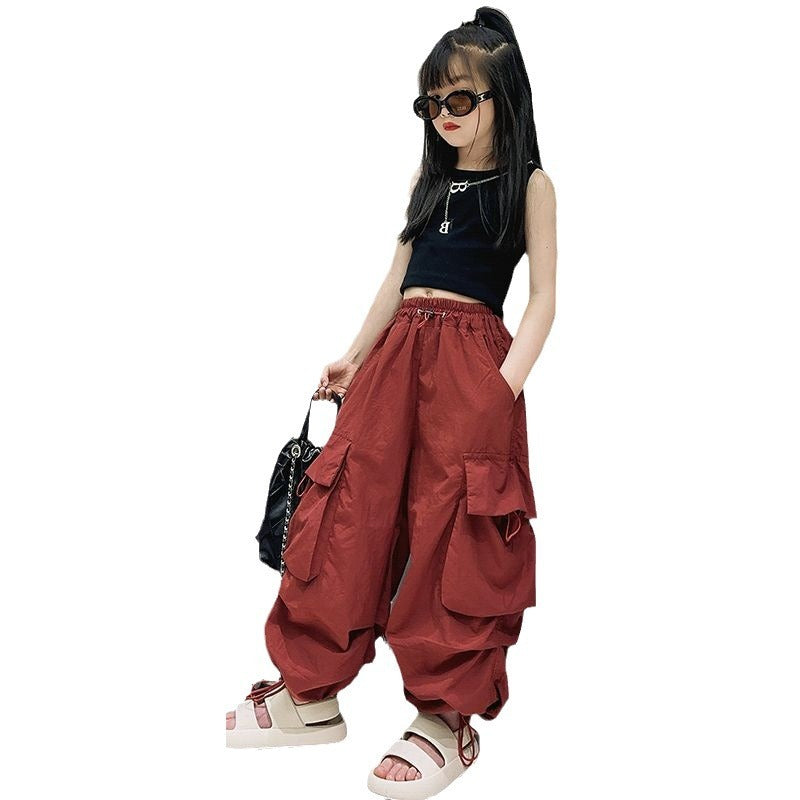 Girls Loose Western Style Wide-leg Overalls
