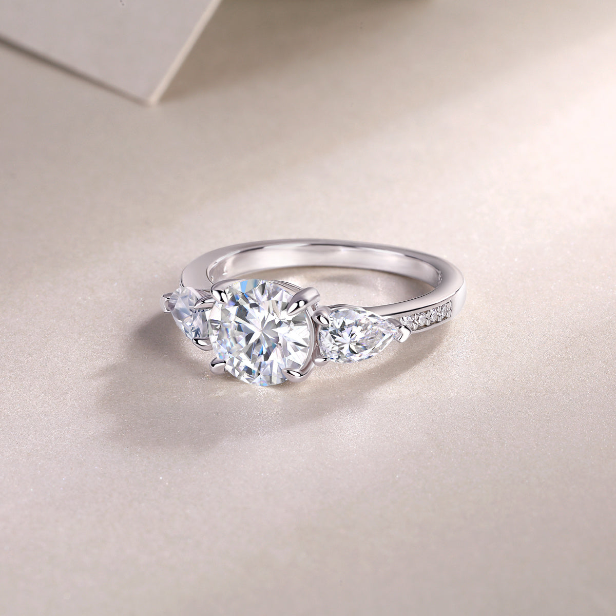 Large Diamond Ring Luxury Fashion Set Moissanite Silver Ring