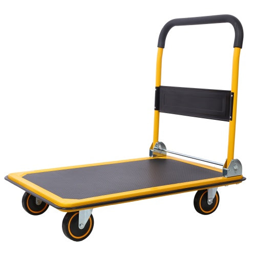 Foldable Platform Truck Push Dolly 330 Lb. Weight Capacity Black And Yellow