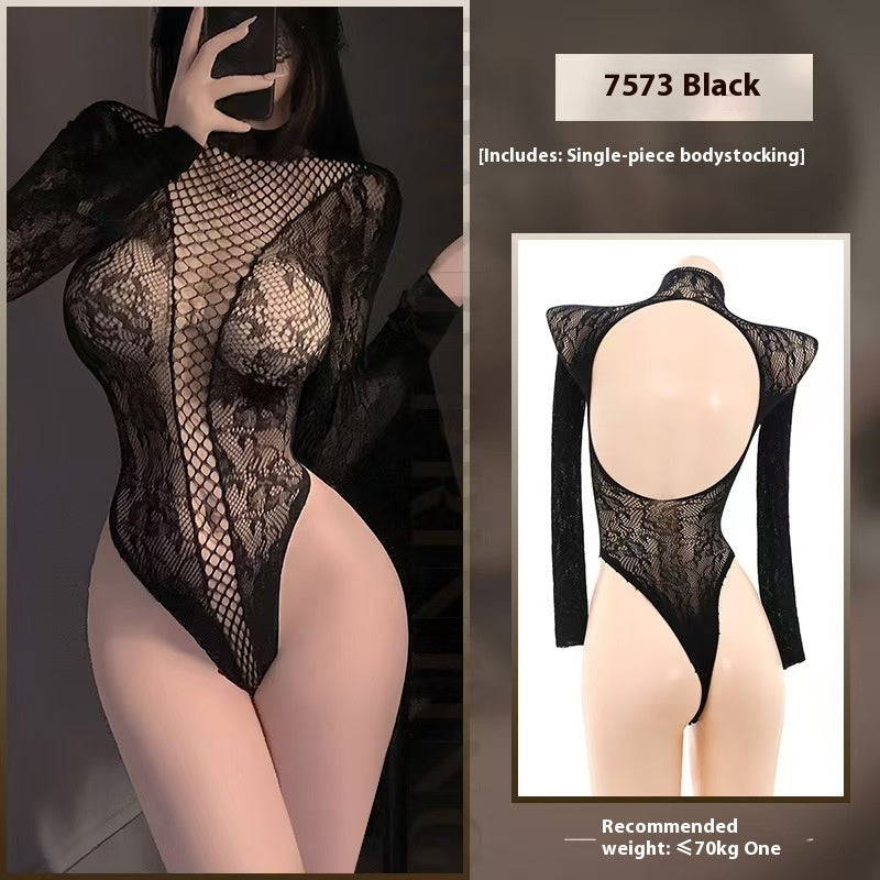 White Transparent Cutout Sexy Tight Fishnet Clothes