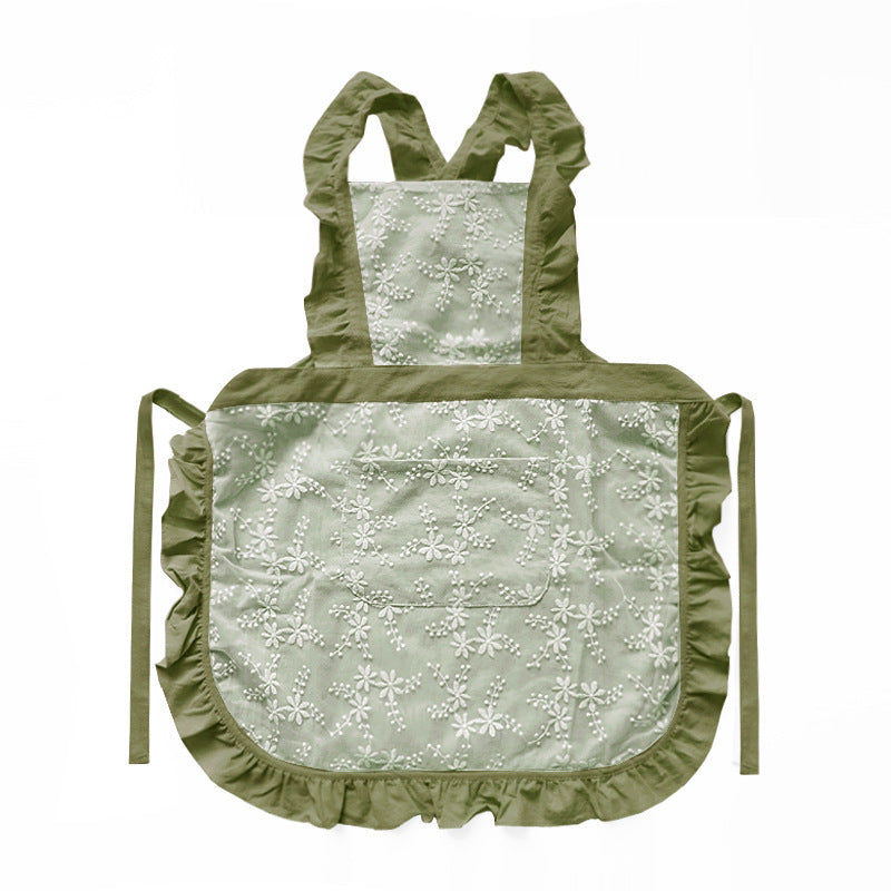 Kitchen Household Minimalist Cotton Linen Lace X Strap Apron