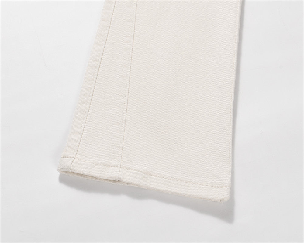 Solid Color Slightly Flared Jeans Men