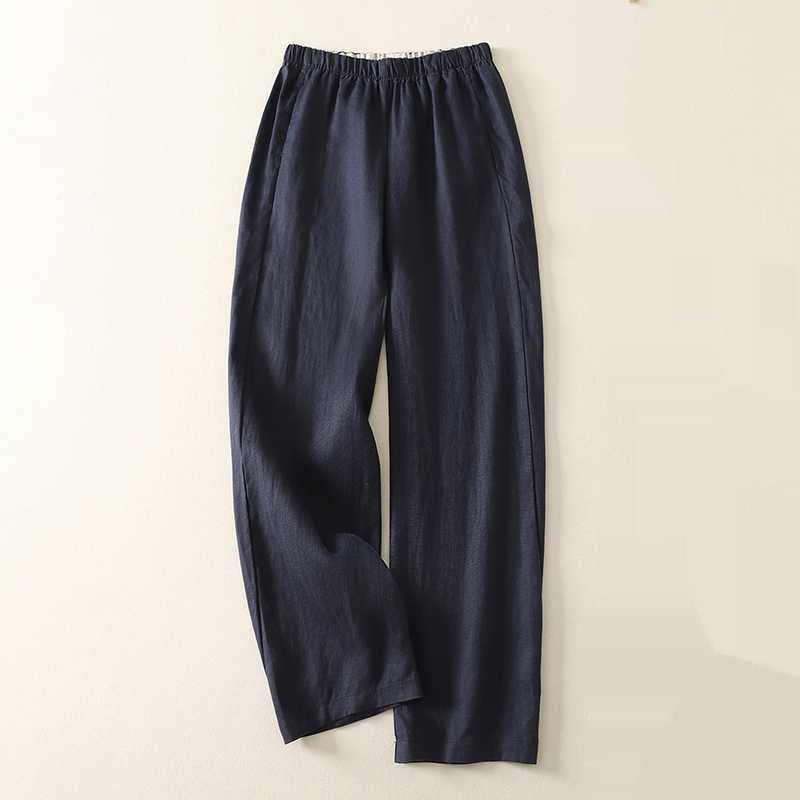 Cotton Linen Sickle Straight Retro Inner Edge Matchet Pants