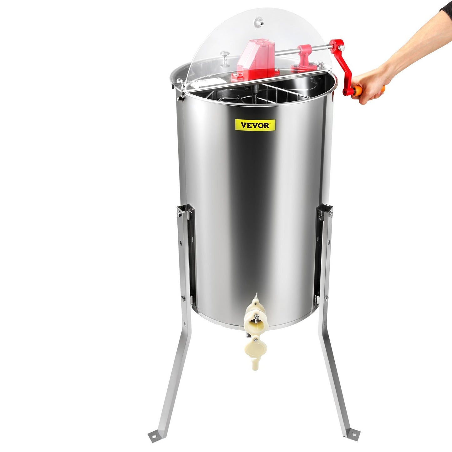 Manual Honey Extractor, Frames Honey Spinner Extractor, Stainless Steel Beekeeping Extraction, Honeycomb Drum Spinner With Lid, Apiary Centrifuge Equipment With Height Adjustable Stand