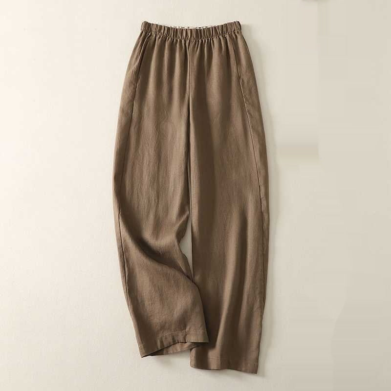 Cotton Linen Sickle Straight Retro Inner Edge Matchet Pants