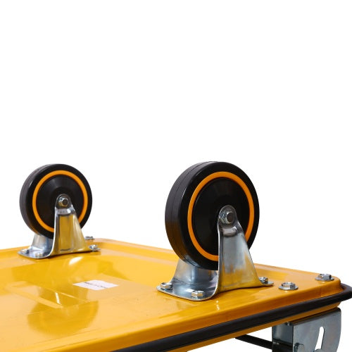 Foldable Platform Truck Push Dolly 330 Lb. Weight Capacity Black And Yellow