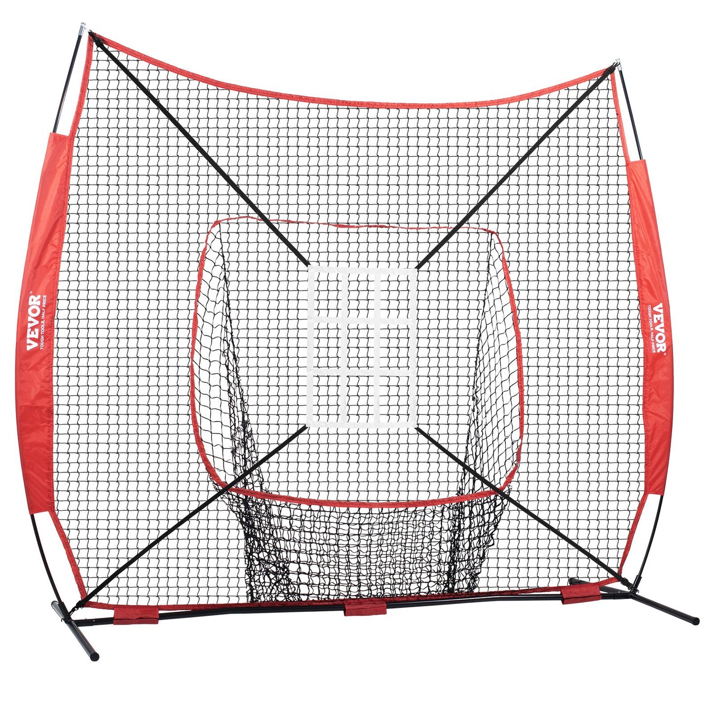 7x7 Ft Baseball Softball Practice Net, Portable Baseball Training Net For Hitting Catching Pitching, Backstop Baseball Equipment With Bow Frame, Carry Bag, Strike Zone, Ball, Tee, Ball Collector