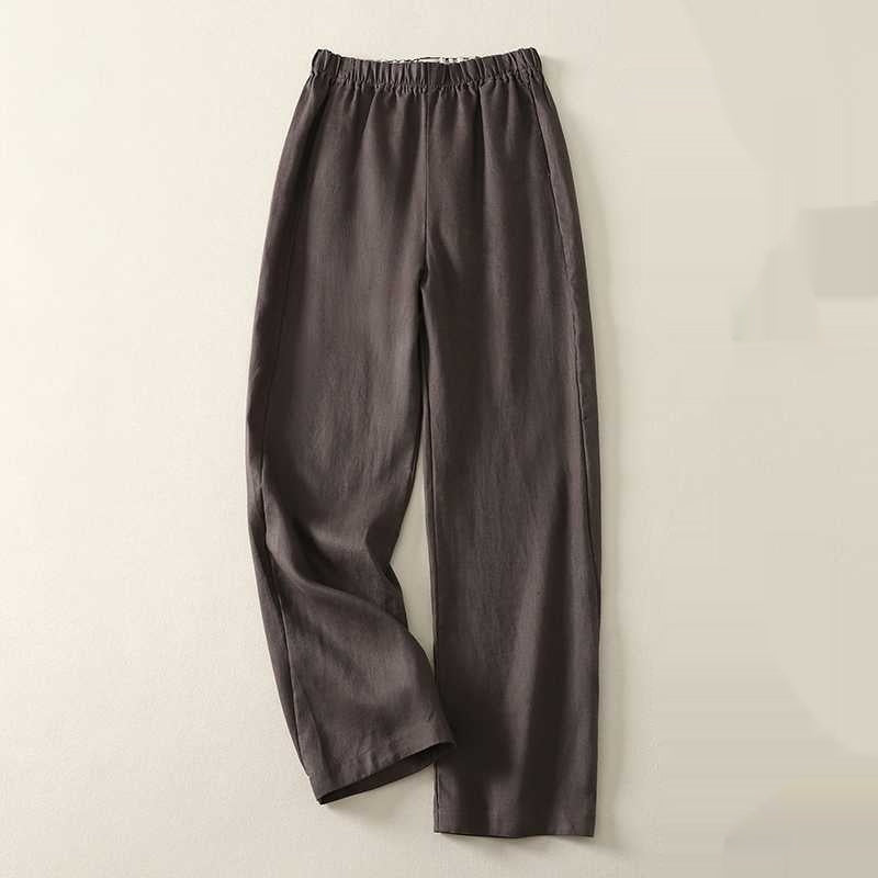 Cotton Linen Sickle Straight Retro Inner Edge Matchet Pants