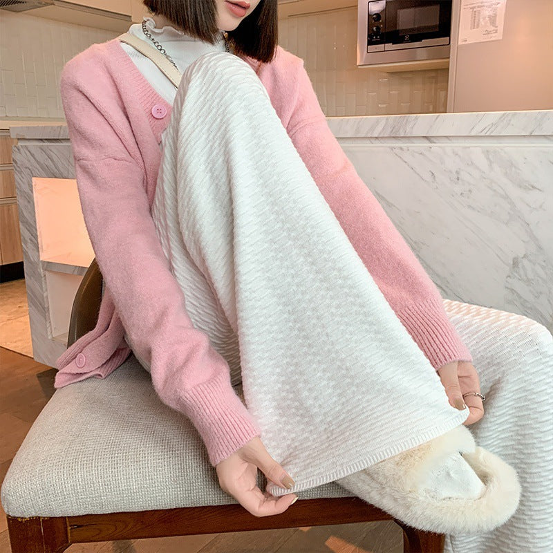 Elastic Waist Pajamas Woollen Trousers Women