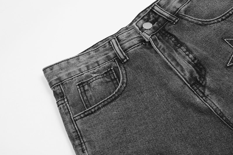 High Street Fashion Brand Star Patch Jeans For Men