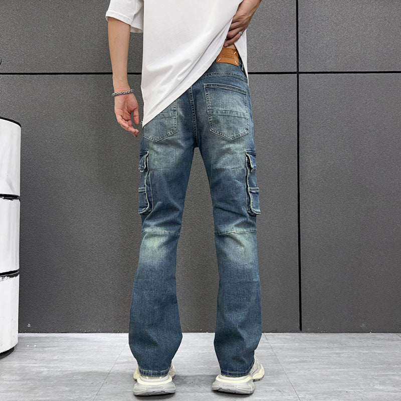Multi-Pocket Workwear Jeans Men's Loose Large Size Trousers