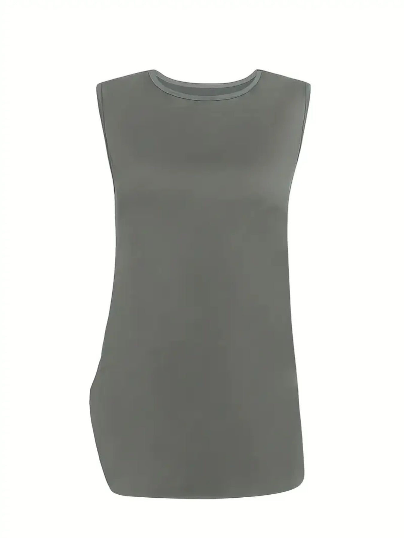 2025 New Women's Elegant Solid Color Three Piece Set - Round Neck Top Coat&Solid Color Tank Top&Wide Leg Pants, Elastic Polyester Blended, Comfortable And Breathable, Fashionable And Elegant