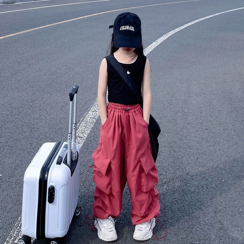Girls Loose Western Style Wide-leg Overalls