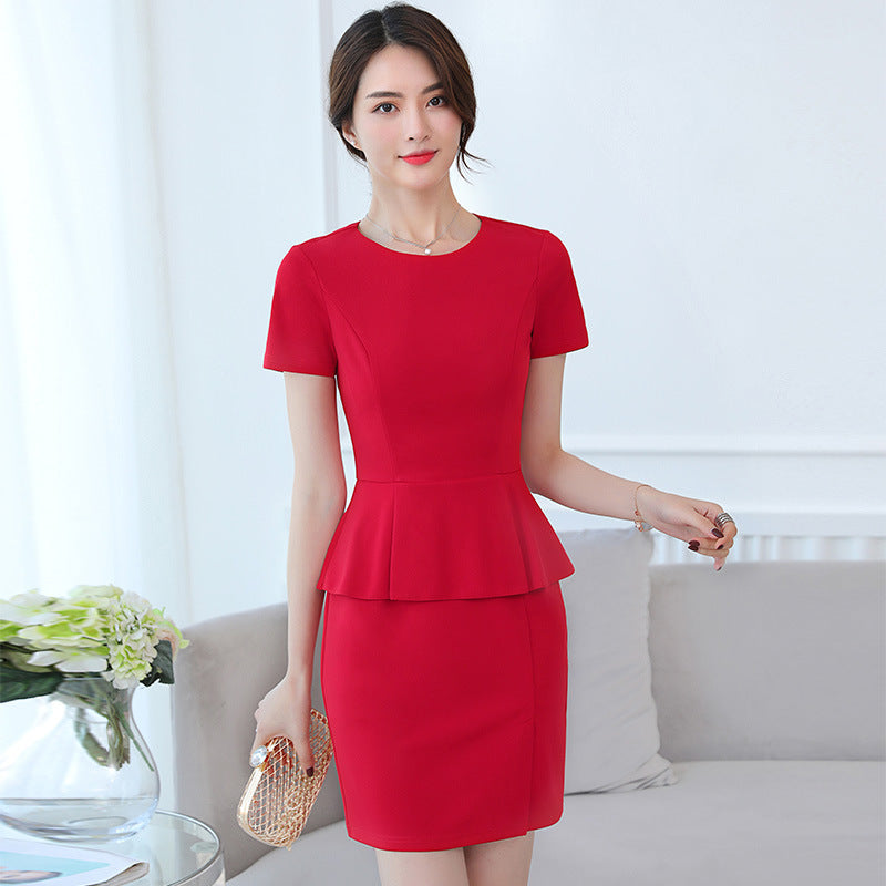Summer Temperament Short Sleeve Slimming False Two-piece Dress