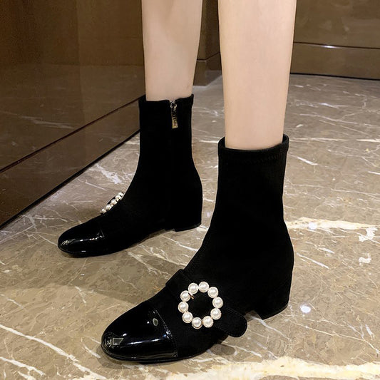 All-match  Thin Women's Boots Thick Heels High Heels Autumn And Winter Boots