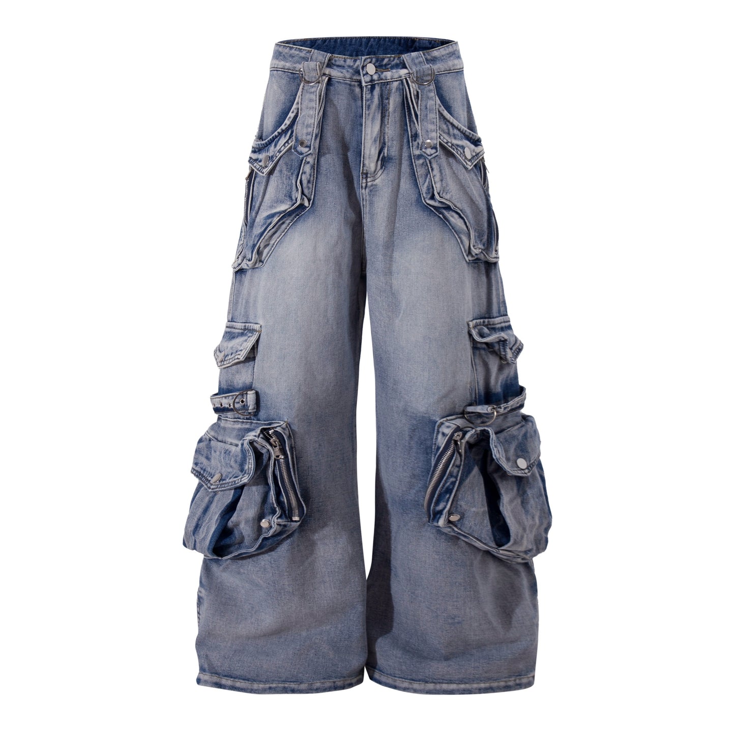 Retro Heavy Industry Multi-pocket Workwear Jeans