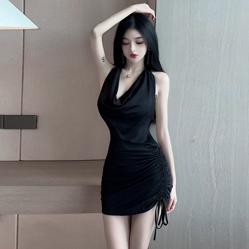 Ladies Fashion Deep V Swing Neck Dress