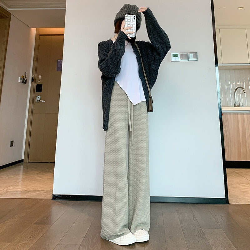 Elastic Waist Pajamas Woollen Trousers Women