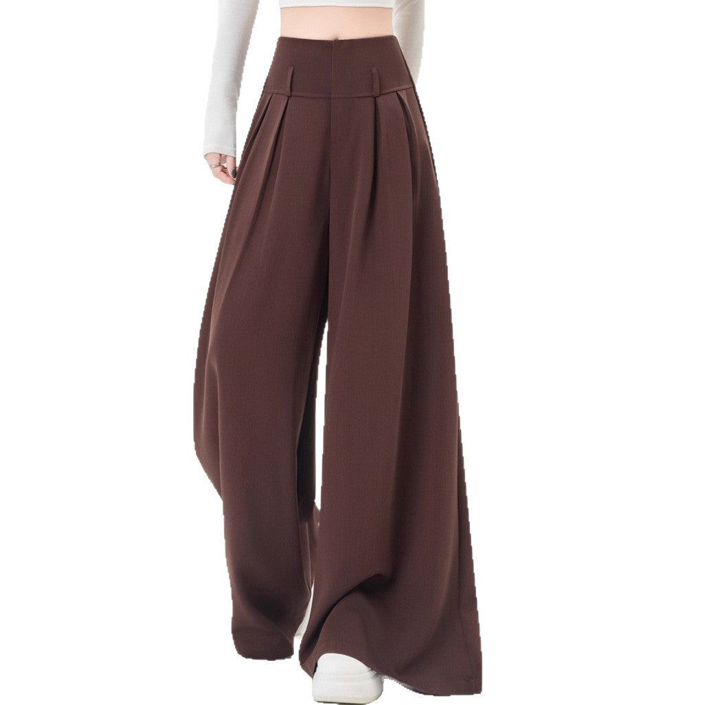 Design Sense Straight High Waist Slimming Draping Effect Casual Mopping Pants