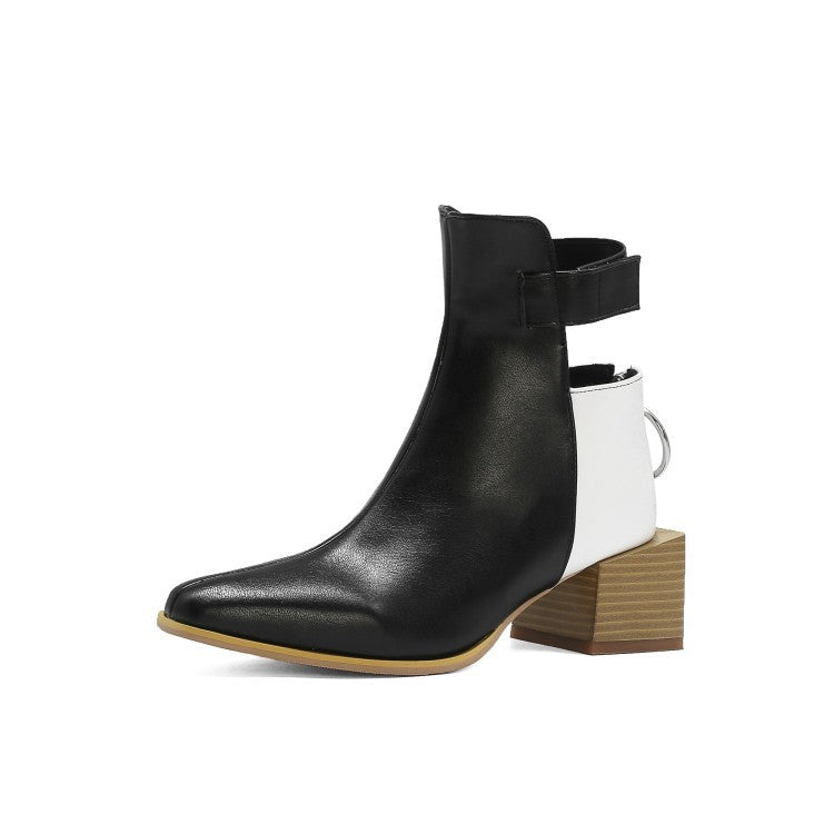 Snake-print Martin Boots With Thick Heels And Pointed Toes