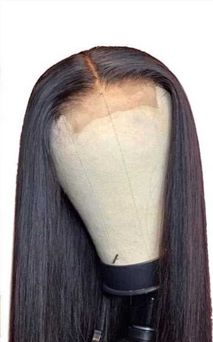 European And American Front Lace Wig  Mid-Point Black Long Straight Hair