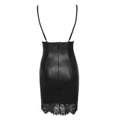 Leather dress with dew back and lace