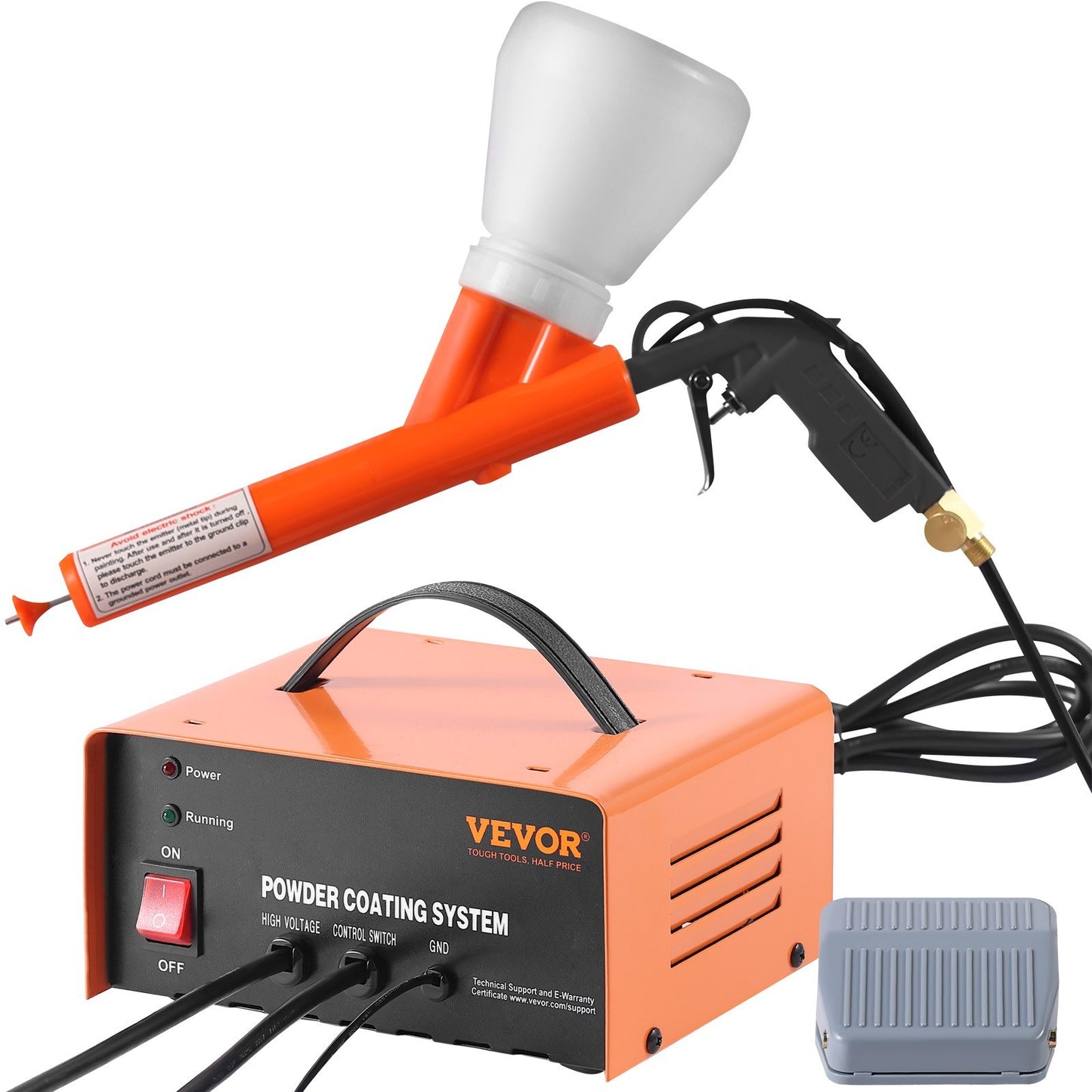 Powder Coating System, 50KV Electrostatic Output Powder Coating Kit With Foot Switch, Spray Gun, Nozzles And Powder Cups, Powder Coating Equipment For Home DIY And Commercial Production