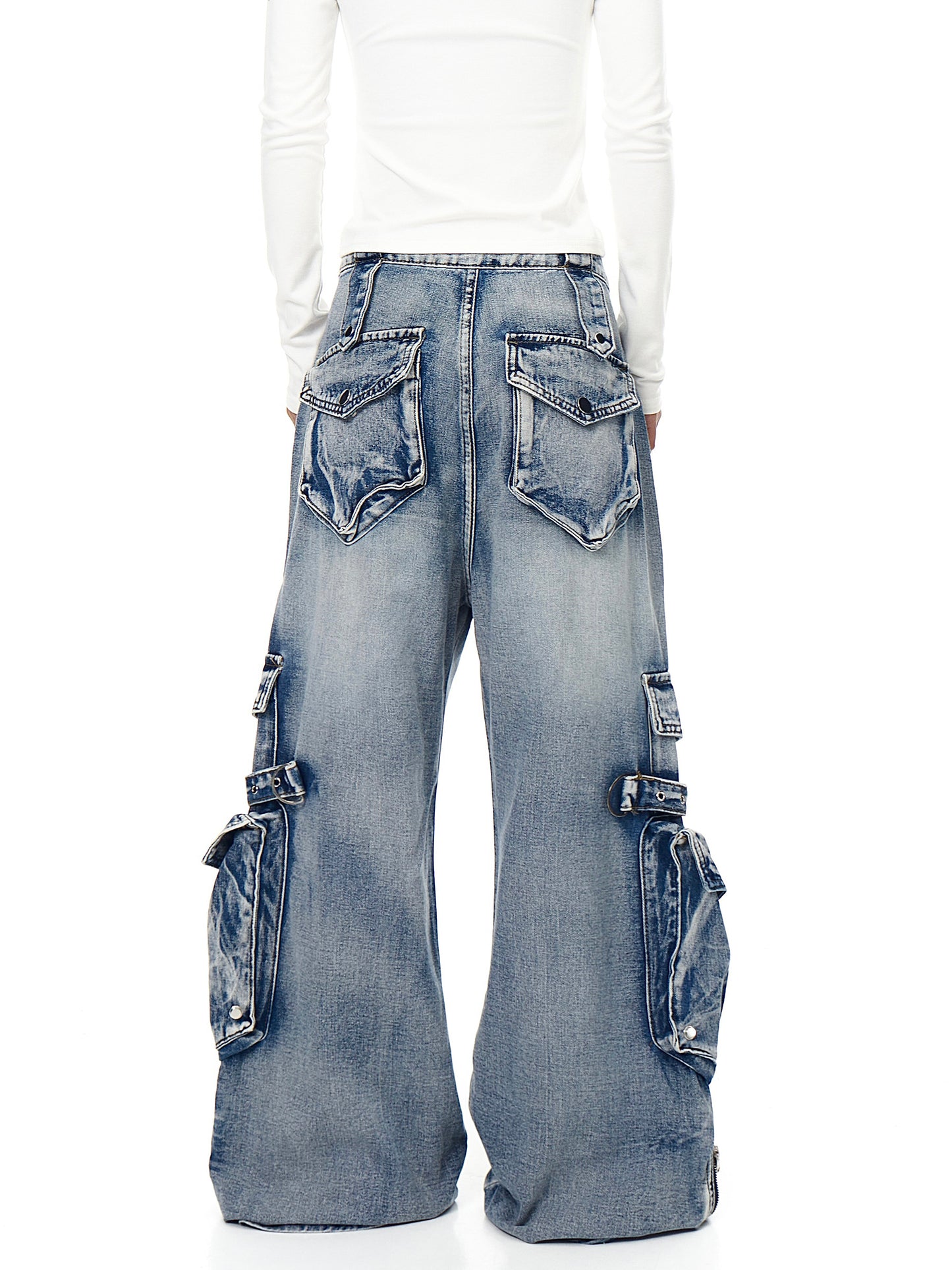 Retro Heavy Industry Multi-pocket Workwear Jeans