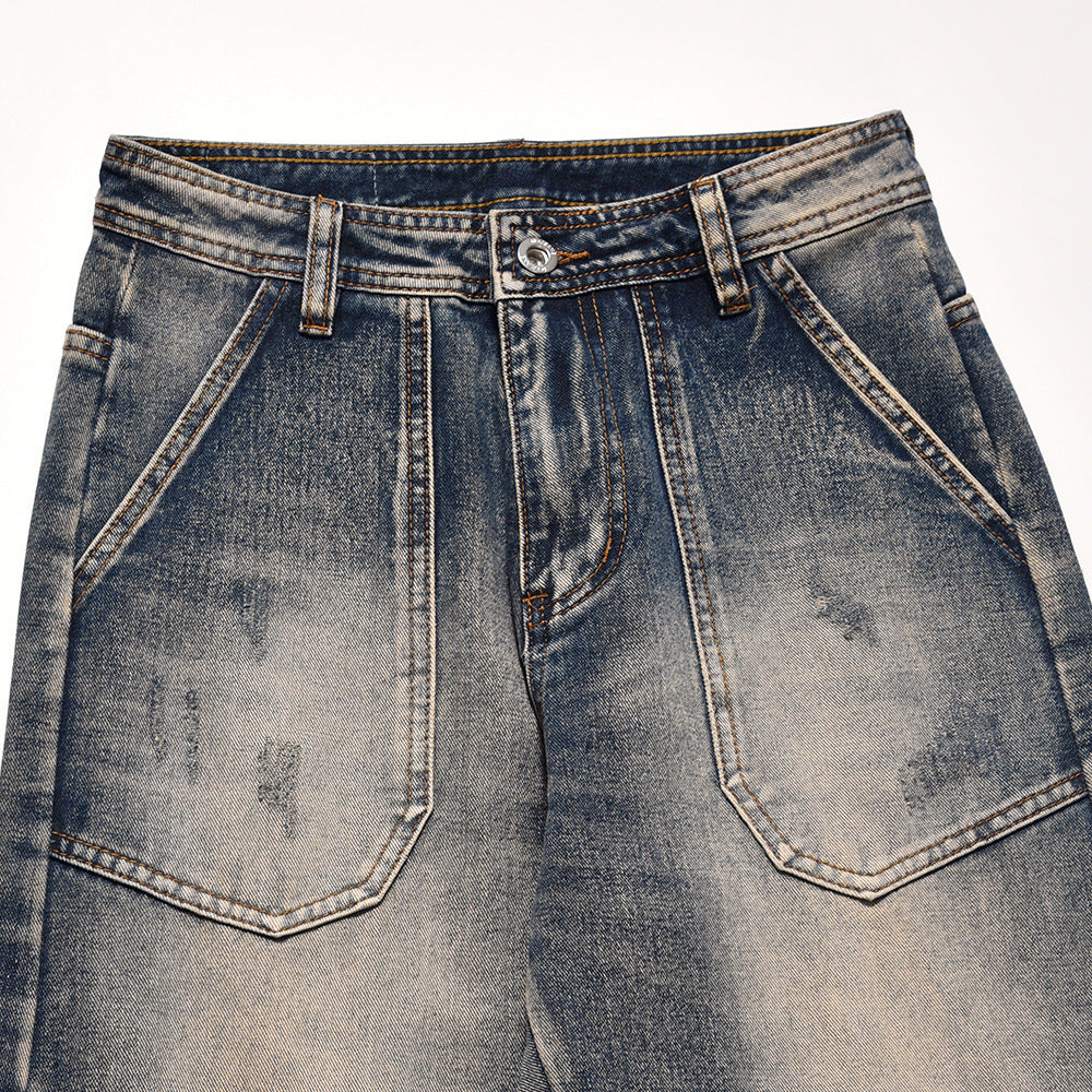 Fashion Personalized Washed Worn Jeans Men