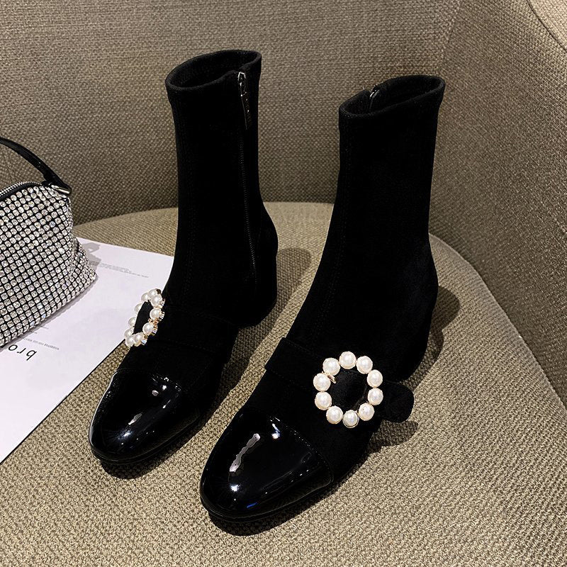 All-match  Thin Women's Boots Thick Heels High Heels Autumn And Winter Boots