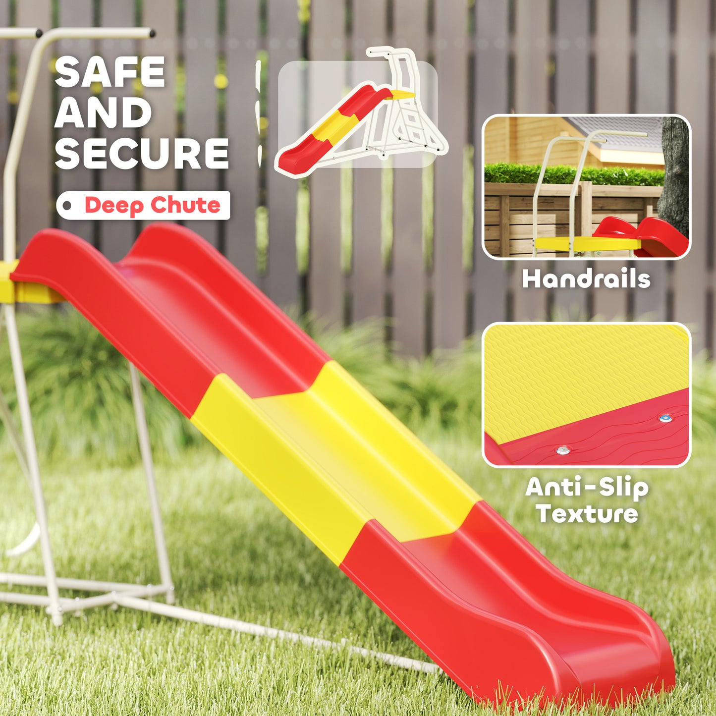 6ft Slide For Kids, Metal Freestanding Playground Equipment With Climbing Ladder, For Backyard, Outdoor, Indoor, Red