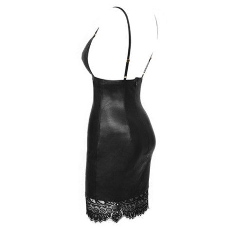 Leather dress with dew back and lace