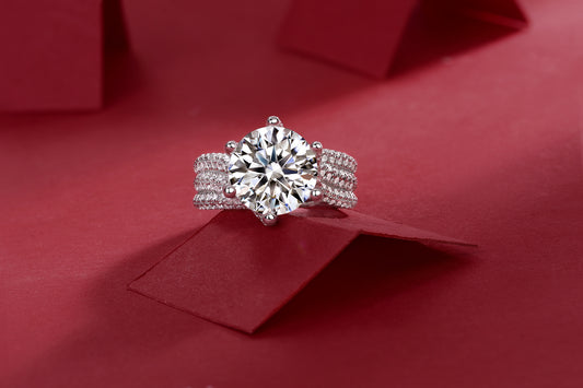 Luxury Fashion Large Diamond Ring Moissanite Silver Ring
