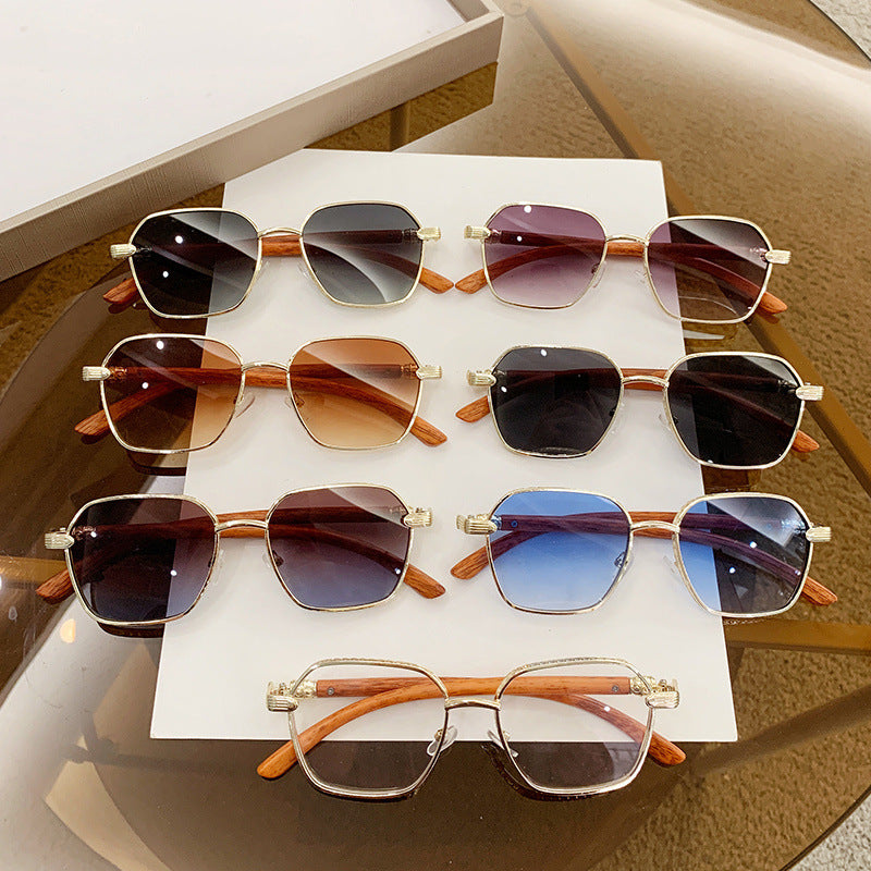 Frameless Trim Women's Wood Grain Fashion Personality Wear Glasses