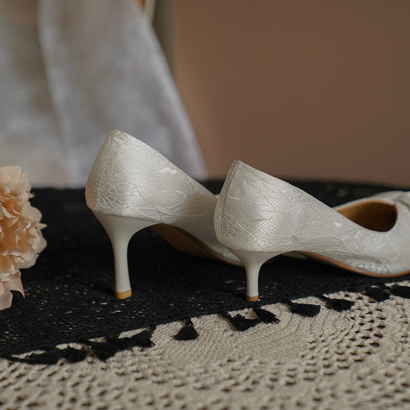Women's High Heels Bow Wedding Stiletto Shoes