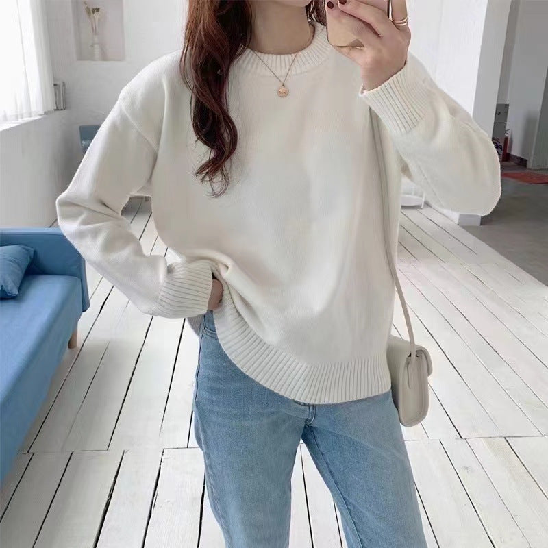 Candy Color Pullover Slimming Sweater Bottoming