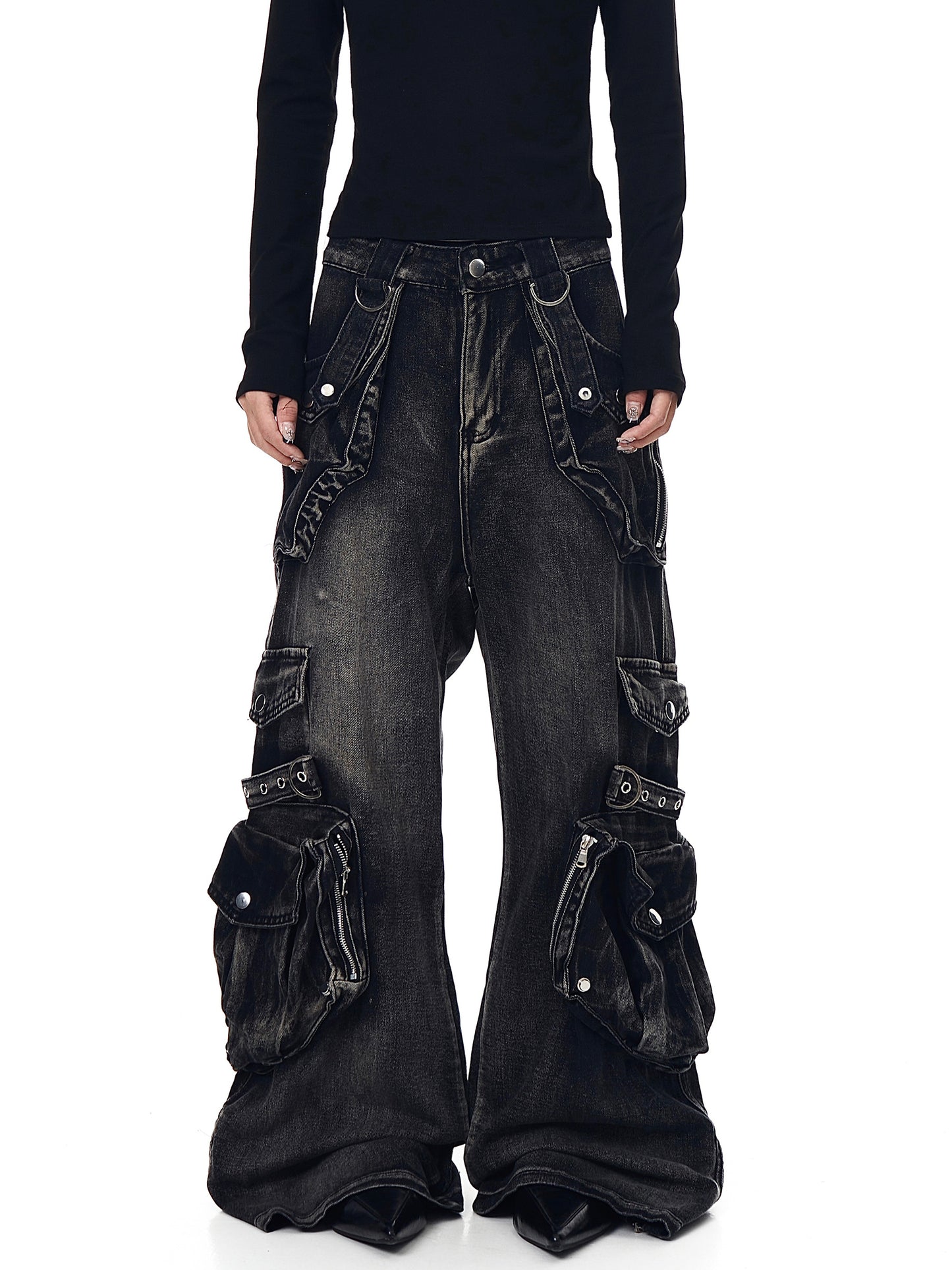 Retro Heavy Industry Multi-pocket Workwear Jeans