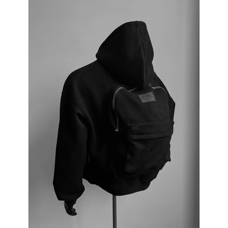 Hooded Sweater Back Schoolbag Design Men's Simple Top