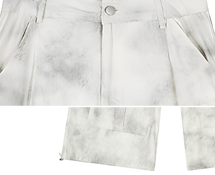 Worn Looking Washed-out Tie-dye Wide-leg Overalls