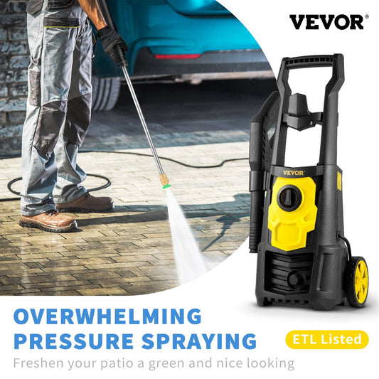 VEVOR Electric Pressure Washer, 2000 PSI, Max. 1.76 GPM Power Washer W 30 Ft Hose, 5 Quick Connect Nozzles, Foam Cannon, Portable To Clean Patios, Cars, Fences, Driveways, ETL Listed
