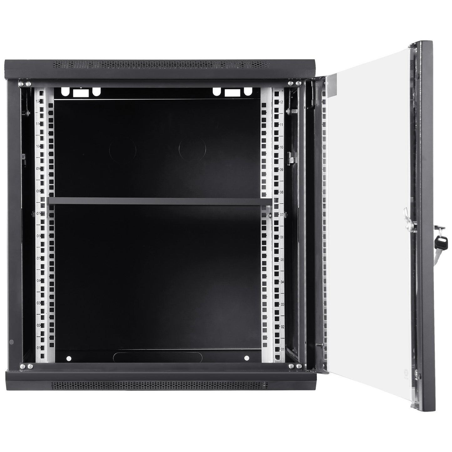 12U Wall Mount Network Server Cabinet, 15.5 Deep, Server Rack Cabinet Enclosure, 200 Lbs Max. Ground-mounted Load Capacity, With Locking Glass Door Side Panels, For IT Equipment, A V Devices