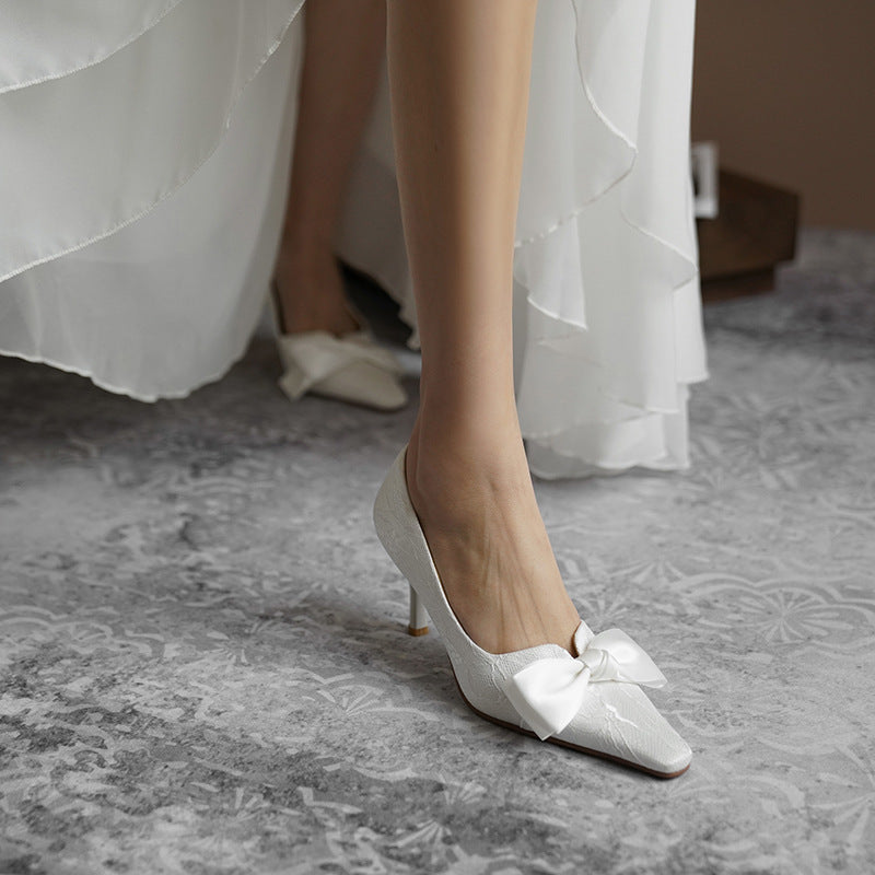 Women's High Heels Bow Wedding Stiletto Shoes