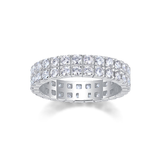 Multi-row Diamond Ring Luxury Fashion Set Moissanite Silver Ring