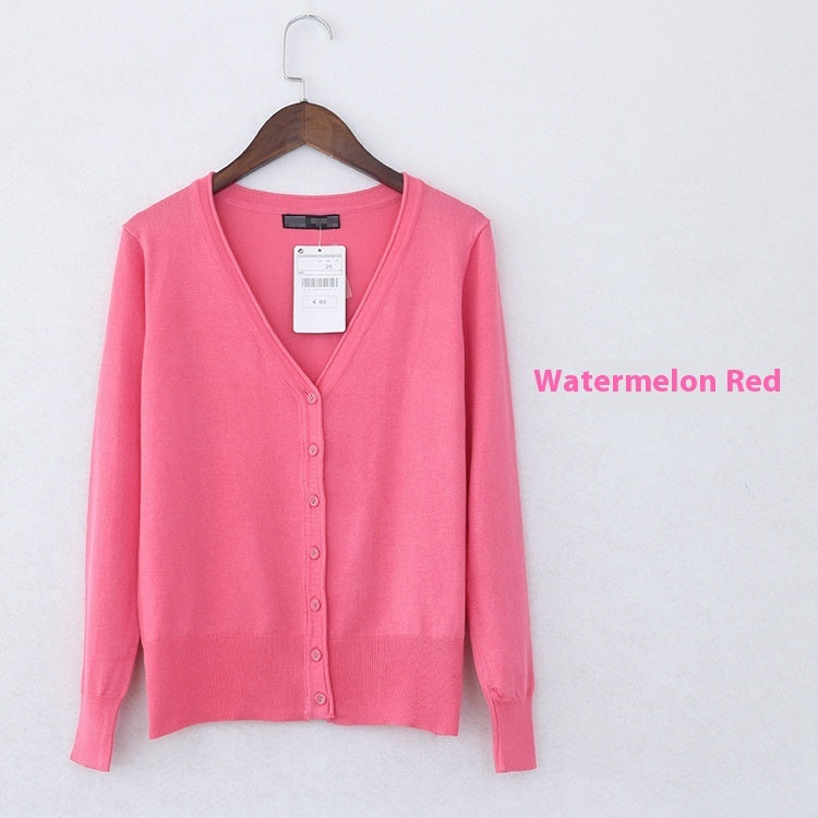 Women's Cloth Buckle Mercerized Cotton Coat Oversized Loose Sweater Outside